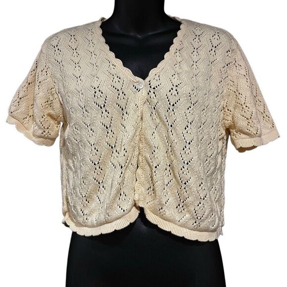 Motherhood Short Sleeved Cropped Cardigan Sweater Women’s Small - Picture 1 of 3